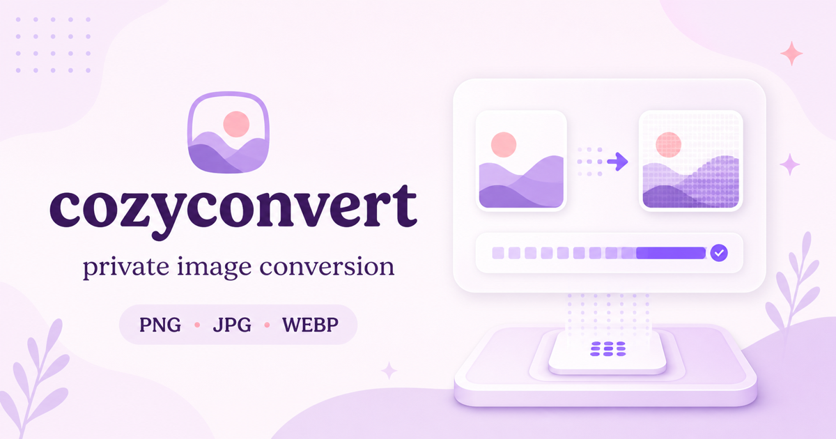 CozyConvert social graphic used as the 1200 by 630 text-heavy test input